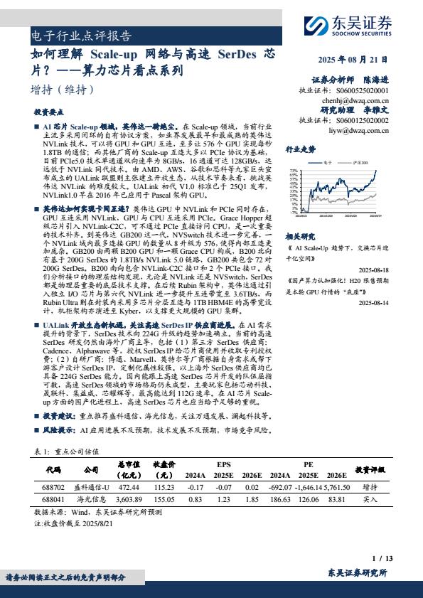 【20240E】【东吴证券】电子行业点评报告：算力芯片看点系列，如何理解Scalup网络与高速SrDs芯片