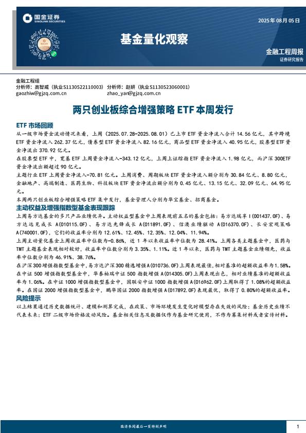 【20174E】【国金证券】基金量化观察：两只创业板综合增强策略TF本周发行