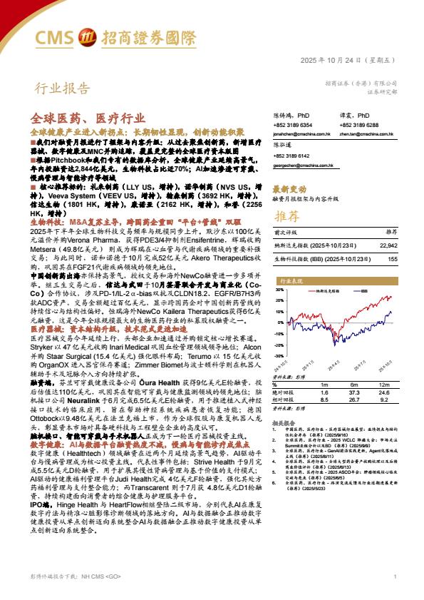 【23591E】【招商证券】全球医药、医疗行业：全球健康产业进入新拐点 长期韧性显现 创新动能积聚